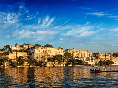 Udaipur City Palace seen across Lake Pichola